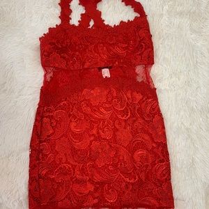 Sexy red lace Venus body tight dress